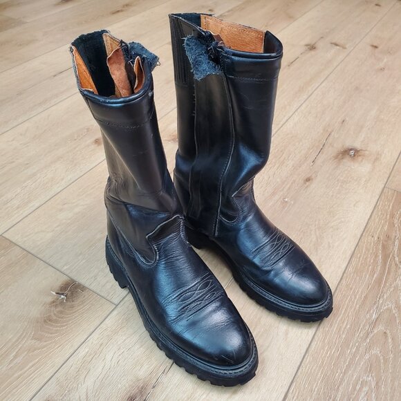 Corbin Roadmaster Motorcycle Boots Black Leather Zipper Vibram USA Mens US 7.5 M - Picture 1 of 16